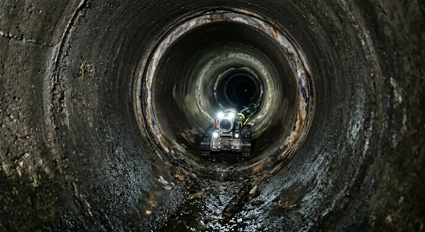 Robotic sewer camera inspecting pipe interior for Sewer Line Repair in Parma